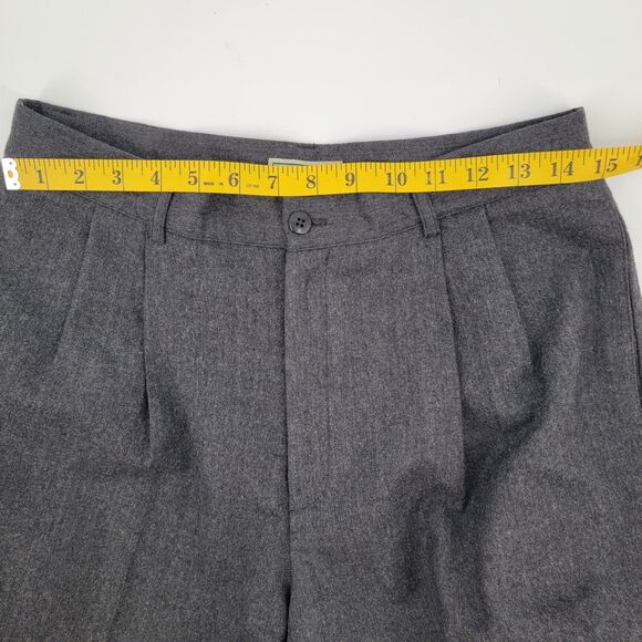 LL Bean Women's Vintage Grey 100% Wool Pleat Front Cuffed Dress Pants Size 12 - Picture 7 of 11